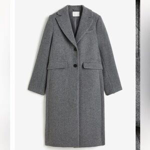 H&M Single-breasted grey wool overcoat size Medium